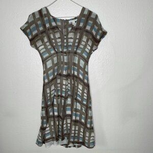 Banana Republic Gray Blue Window Pane Silk Full Liner Dress 2